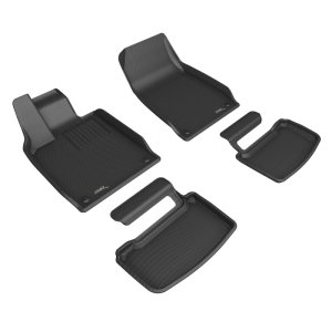 Porsche Taycan Floor Mat Set - Front + Rear - 3D MAXpider - KAGU Series - Black - `21-`23